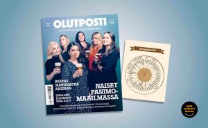 Kuvassa naisia olutlasit kädessä Olutposti lehden kannessa