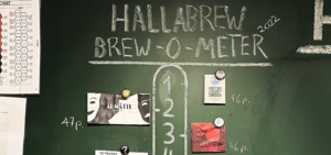 Hallabrewn Brew-O-Meter -arviointitaulu liitutaululla